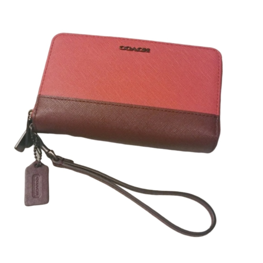 NWT! Coach Colorblock Double Zip Leather Wristlet